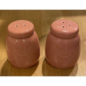 Mervyn’s Japan Salt And Pepper Shakers ‎ Salmon Pink Stoneware Vintage MCM Retro